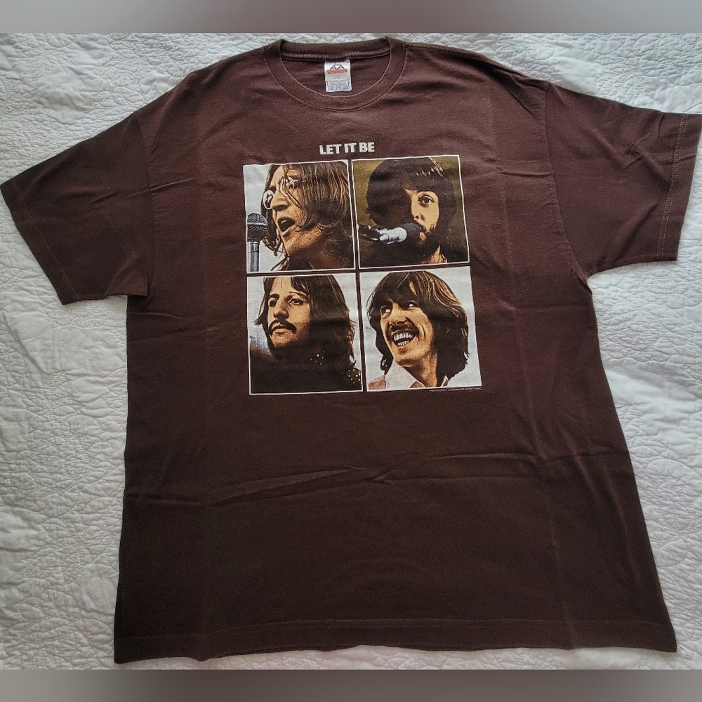 The Beatles Let It Be 2004, Brown Graphic T-Shirt, 2XL, 100% Cotton